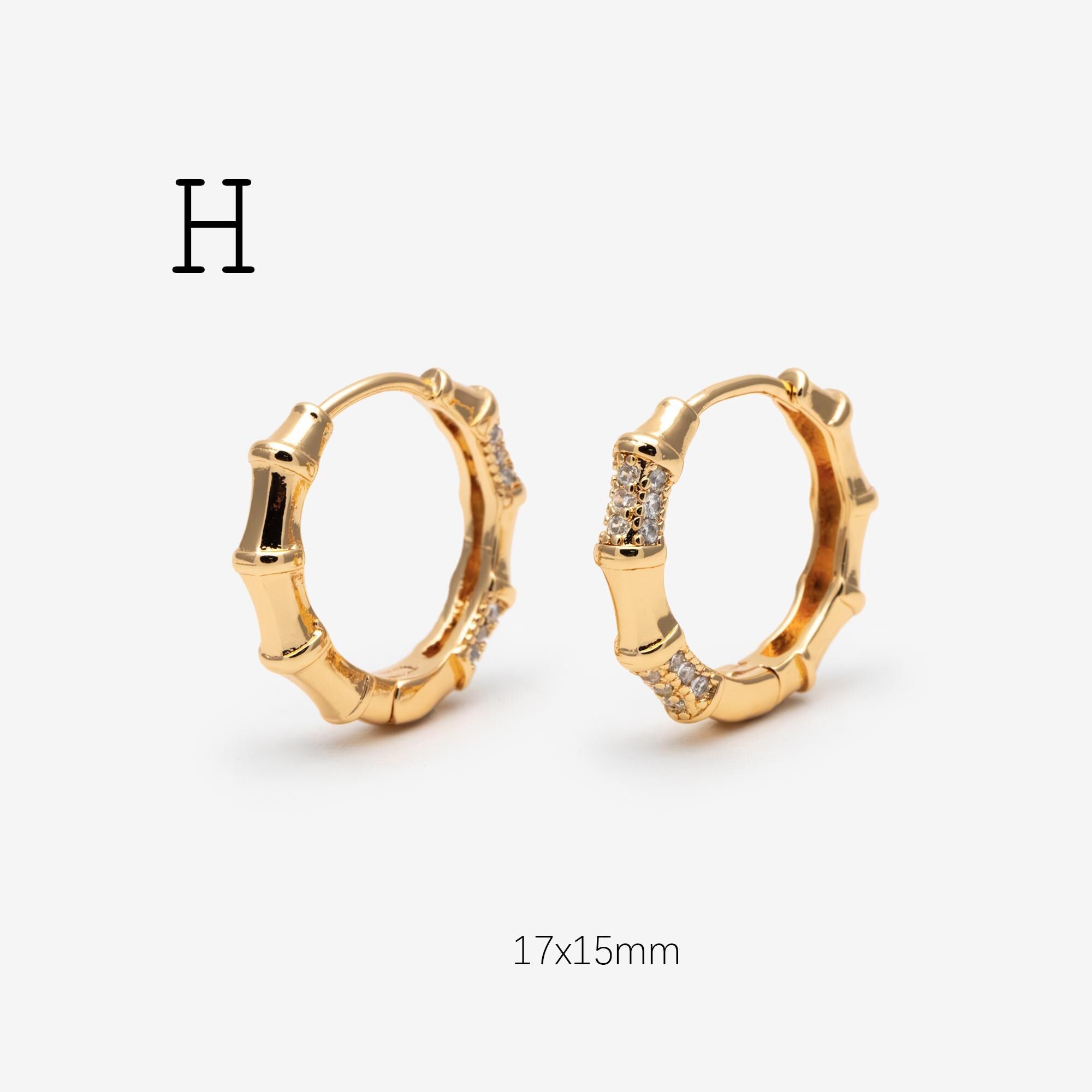 4pcs CZ Paved Polygon Hoop Earrings, Geometric Huggie Earrings, Minimalist Hoop Earrings (GB-2398)